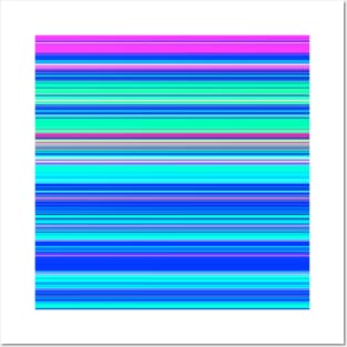 Thin Horizontal Pink and Blue Stripes Posters and Art